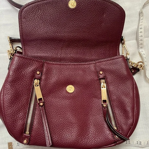 Michael Kors Evie leather medium shoulder bag with flap in Burgundy EC - Picture 5 of 12